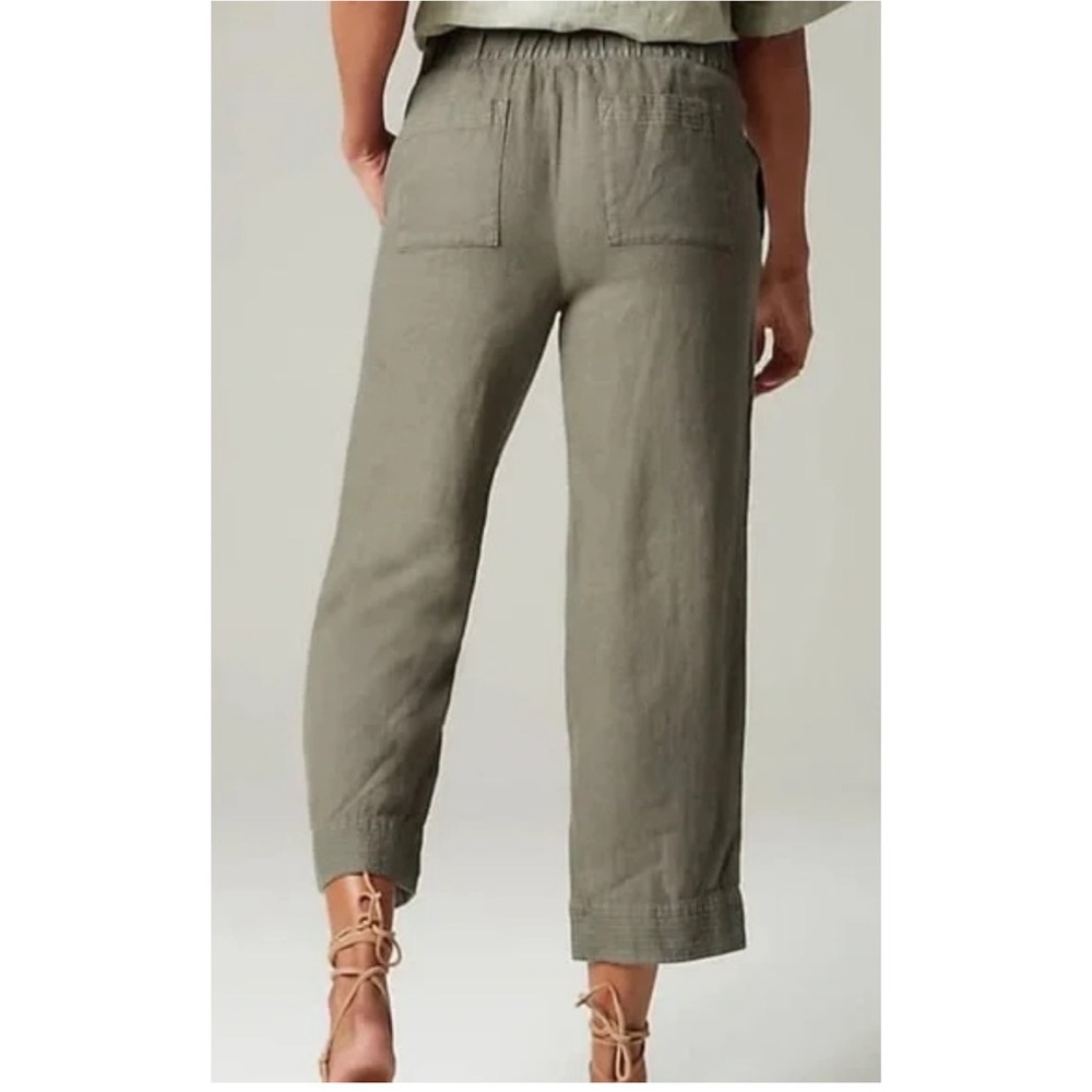 Pure J. Jill Linen High Rise Pull-On Cropped Wide Leg Pants Minimalist Green XLP - Picture 2 of 11